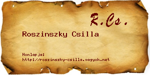 Roszinszky Csilla névjegykártya
